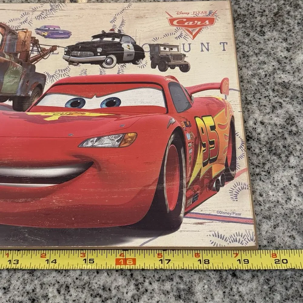 Disney Pixar CARS Radiator Springs Wooden Wall Sign/Decor Lightning McQueen 20x8